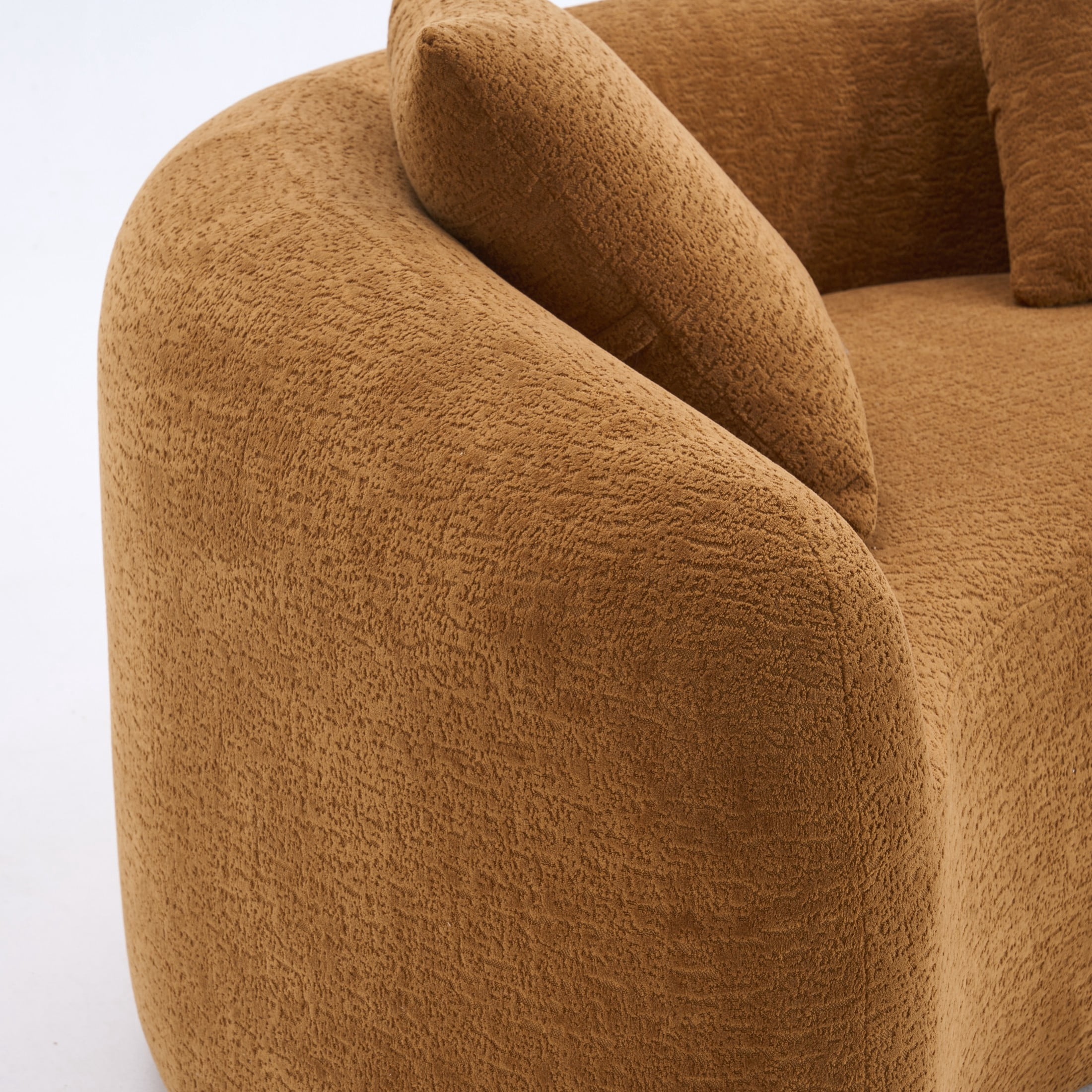 Noble House Norlyn 66.9" S-Curved Loveseat Sofa, Chenille Compression Modular Couch, Living Room, Small Space, Orange