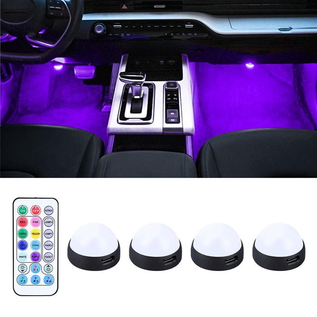 Car Interior Ambient Lights 2-Pack, Dynamic LED Illumination with Sound-Activated Modes for Auto Footwell & Home Party Decor