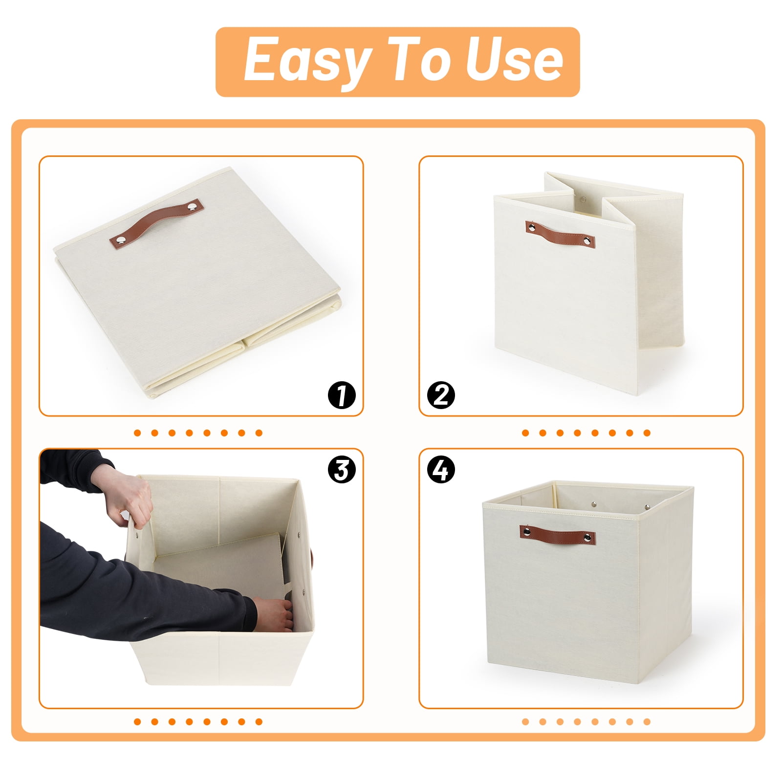 ANLEM Fabric Cube Storage Bin for Storage Organizer,13 X 13 X 15 Storage Bin Cube, Cloth Cube Storage Bin for Organizing Cream