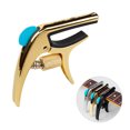 thumbnail image 3 of Graflsoa Zinc Alloy Guitar Capo with Pick Slot, Bridge Pin Puller, and Leather Case - Gold Finish, 3 of 7