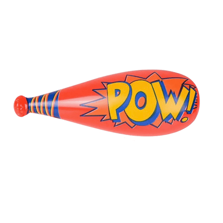 Inflatable Bat 20 Inch Pow Graphic Durable Lightweight Assorted Colors Party Toy, Red