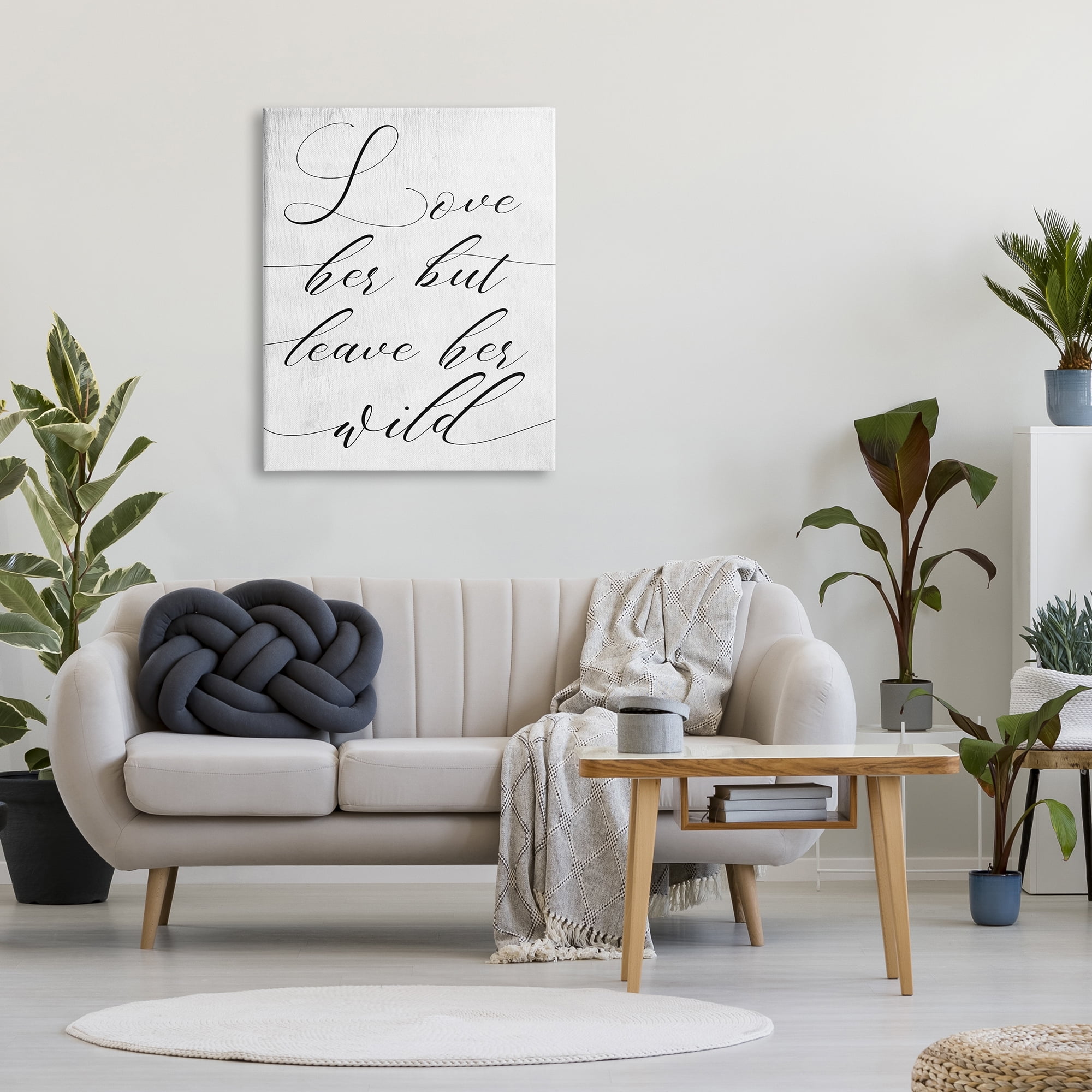 Stupell Industries Love Her But Leave Her Wild Romantic Phrase Inspirational Painting Gallery Wrapped Canvas Print Wall Art, 30 x 40