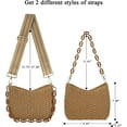 thumbnail image 5 of Kukuzhu Women Straw Small Crossbody Bag Handmade Woven Shoulder Handbag Summer Beach Purse with Guitar Strap, 5 of 7