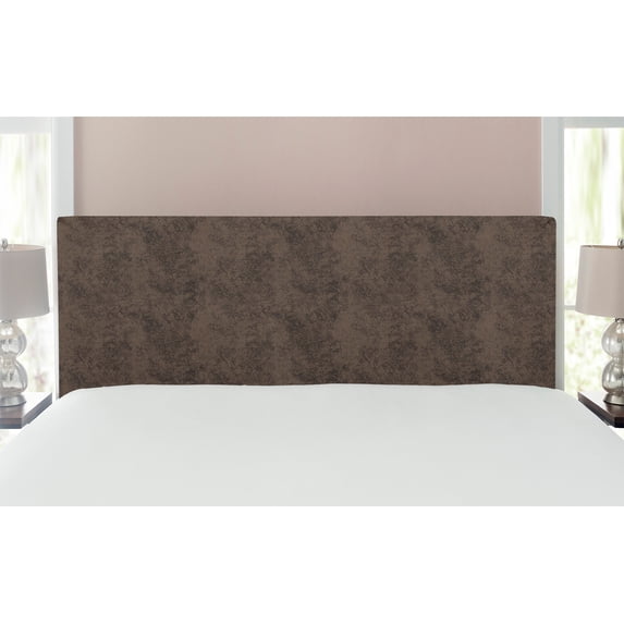 Faux Suede Headboard, Digitally Printed Distressed Texture, Upholstered Decorative Metal Bed Headboard with Memory Foam for Dorm and Bedroom Accent Furniture, Green Brown, Full, by Ambesonne
