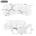 thumbnail image 3 of Euroco Power Recliner Sofa Set 5 Seat Sectional Sofa for Living Room with USB Port, Beige, 3 of 9