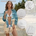 thumbnail image 6 of Xoenoiee Beach Turtle Starfish Print Swimsuit Coverup for Women Casual V Neck Bathing Suit Cover Ups Button Down Beach Bikini Swimwear Cover up Dress Shirt, 3XL, 6 of 7