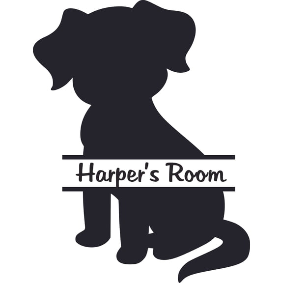 Puppy Baby Dog Dogs Puppies Silhouette Customized Wall Decal - Custom Vinyl Wall Art - Personalized Name - Baby Girls Boys Kids Bedroom Wall Decal Room Decor Wall Stickers Decoration Size (30x15 inch)