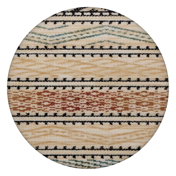 Stretchable Boho Round Tablecloth, Fits 36-44 Inch Tables, Waterproof, Wipeable, Anti-Slip Design for Indoor Dining or Outdoor Camping