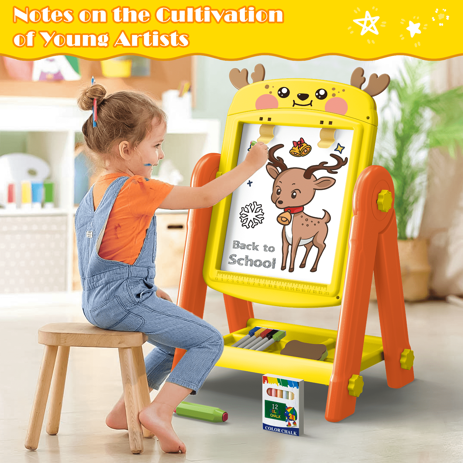 LINXUXIE Easel for Kids, Magnetic Drawing Board for Boys & Girls, Birthday Gift for 1-3 3-5 5-8 Year Old