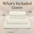 thumbnail image 3 of Naiade Queen Size Sheet Set,Soft Microfiber 4 Piece Hotel Luxury Bed Sheets with Deep Pockets, Embroidered Pillow Case,Side Storage Pocket Fitted Sheet, Flat Sheet (Ivory), 3 of 7