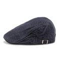 thumbnail image 5 of XIAOCHA Mens Adjustable‑Strap Flat Cap Solid Slim Brim Flat Caps City Walk Sun Cap,Navy, 5 of 5