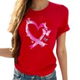 thumbnail image 2 of Odbmxy Breast Cancer T-Shirt for Women Summer Short Sleeve Womens Top Red Graphic Casual Holiday Loose Funny Tops, 2 of 4