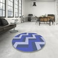 thumbnail image 3 of Ahgly Company Indoor Round Patterned Denim Blue Area Rugs, 5' Round, 3 of 6