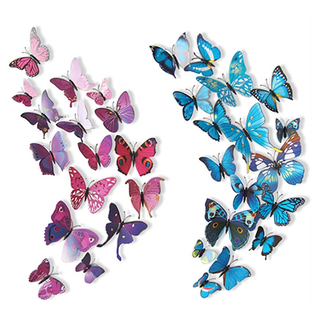 24 Pack 3D Colorful Artificial Butterflies Home Decorations with Magnet 7CM