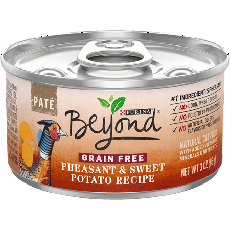 (12 Pack) Purina Beyond Grain Free, Natural Pate Wet Cat Food, Grain Free Pheasant & Sweet Potato Recipe, 3 oz. Cans