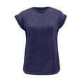 thumbnail image 3 of Yubnlvae Women's T-Shirt Short Sleeve Textured Crewneck Knit Loose Casual Basic Tee - Hot Pink/Blue/Navy/Black/White/Red/Green/Beige/Rose Gold - S/M/L/XL/XXL (Navy | XXL), 3 of 9