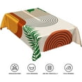 thumbnail image 6 of 60x84inches Mid Century Tablecloths Boho Rainbow Abstract Geometric Green Leaves Table Cloth Waterproof Wrinkle Free Table Cloth Cover for Kitchen Dining Room Party Camping Picnic Home Decor, 6 of 7