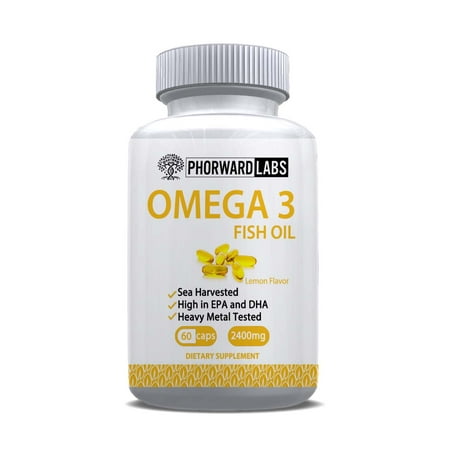 Phorward Labs Omega 3 Fish Oil, 2400mg, Lemon Flavor Advanced Absorption, High EPA and DHA, Health