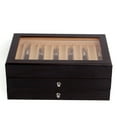 thumbnail image 5 of ANQIDI Pen Box 3 Layers High-grade 34 Slots Sandalwood Wood Fountain Pen Storage Collector Box with Glass Lid and Drawer (​Black), 5 of 12