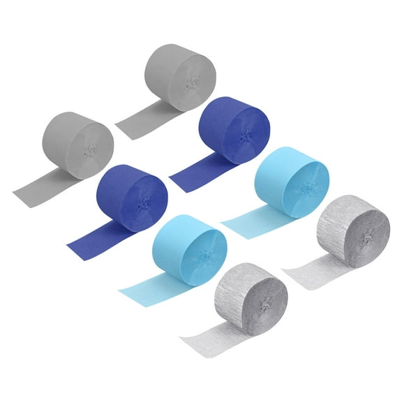 Uxcell Crepe Paper Streamer Party Streamer Decorations 2 Inch x 27 Ft for Birthday Party Wedding Festival Party Decorations, Light Blue, Gray, Slate Gray, Silver, Pack of 8