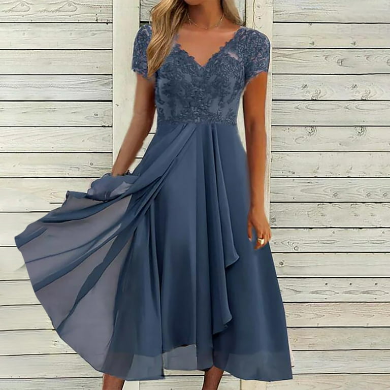 Elegant Solid Patchwork V Neck A Line Plus Size Dresses Elegant Solid Patchwork V Neck A Line Plus Size Dresses