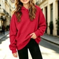 thumbnail image 4 of Girls Waffle Knit Hoodie with Pocket Long Sleeve Casual Loose Fit Trendy Kids Pullover Sweatshirt Fall Clothes Red 6, 4 of 7