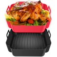 thumbnail image 1 of QENWKXZ 2 Pcs Pot en Silicone pour Friteuse à Air Chaud avec Poignée Réutilisable Doublure Résistante à la Chaleur Panier en Silicone Plateau de Cuisson Carré Accessoires pour Friteuse à Air Moule de Cuisson pour Friteuse Four Micro-Ondes, 1 of 4