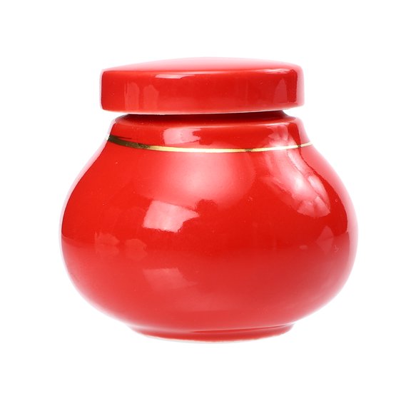 STRANDCHIC Red Ceramic Storage Jar with Airtight Seal for Tea Leaves, Spices, Coffee, and Kitchen Pantry Organization