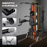 LNOW Home Gym Station, 6-in-1 LAT Pull Down & Row Cable Machine with High/Low Pulley, Leg Support | Back & Body Workout for Home Gym Training