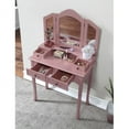 thumbnail image 6 of Ataucjin Makeup Vanity Desk With Mirror & Stool,Bedroom Makeup Vanity Table,Wood Makeup Dressing Table With 3-panel Mirror Drawers And Thick Cushion Stool,Vanity Set For Women Girls, 6 of 9
