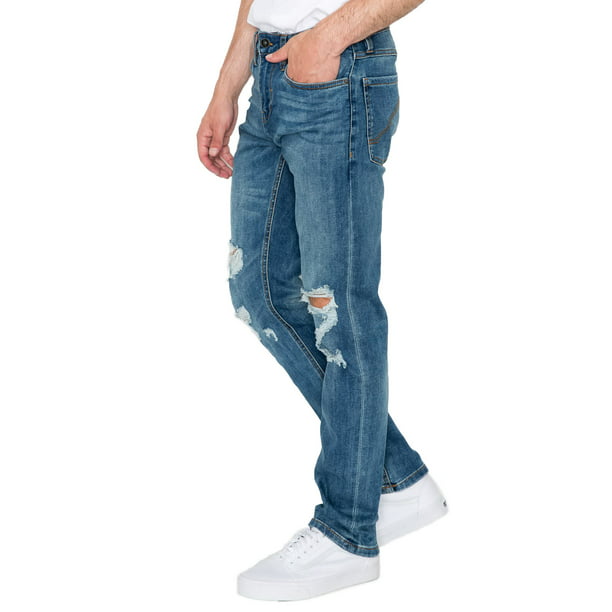 RING OF FIRE Men's Claw Five Pockets Ripped Skinny Fit Jeans - Walmart.com