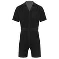 thumbnail image 3 of Haitryli Men's Rompers Solid Color Turn-Down Collar Short Sleeve Casual One Piece Overalls Black M, 3 of 6
