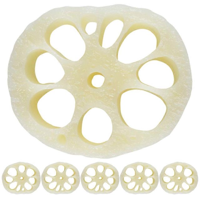 6Pcs Realistic Miniature Lotus Root Slices Adorable Mini Lotus Root Slices Decorative Children Toys