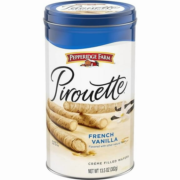 1x Pepperidge Farm Pirouette Cookies, French Vanilla Flavored Crème Filled Wafers, 13.5 Oz Tin