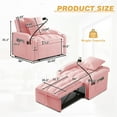 thumbnail image 2 of Lunale 4-in-1 Convertible Sleeper Chair Bed with Charge Ports & Phone Stand, Pink Velvet, 2 of 10