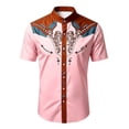 thumbnail image 4 of VeFlora Men's Oktoberfest Outfits, Short Sleeve Button Down Oktoberfest Shirts for Men, Casual Top for Oktoberfest, Party and Festival Wear(Pink6/XXXL), 4 of 4