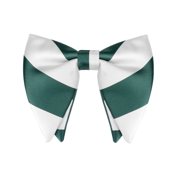 INSPIRAR CHIC Corbatas de moño preatadas de rayas gruesas para hombres, corbatas de satén ajustables para bodas formales en verde y blanco