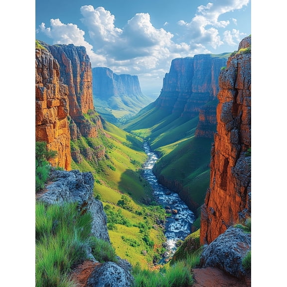 Mountain River Landscape Canvas Print/Wall Art, Perfect for Living Room,Hotel, and Gallery Decor
