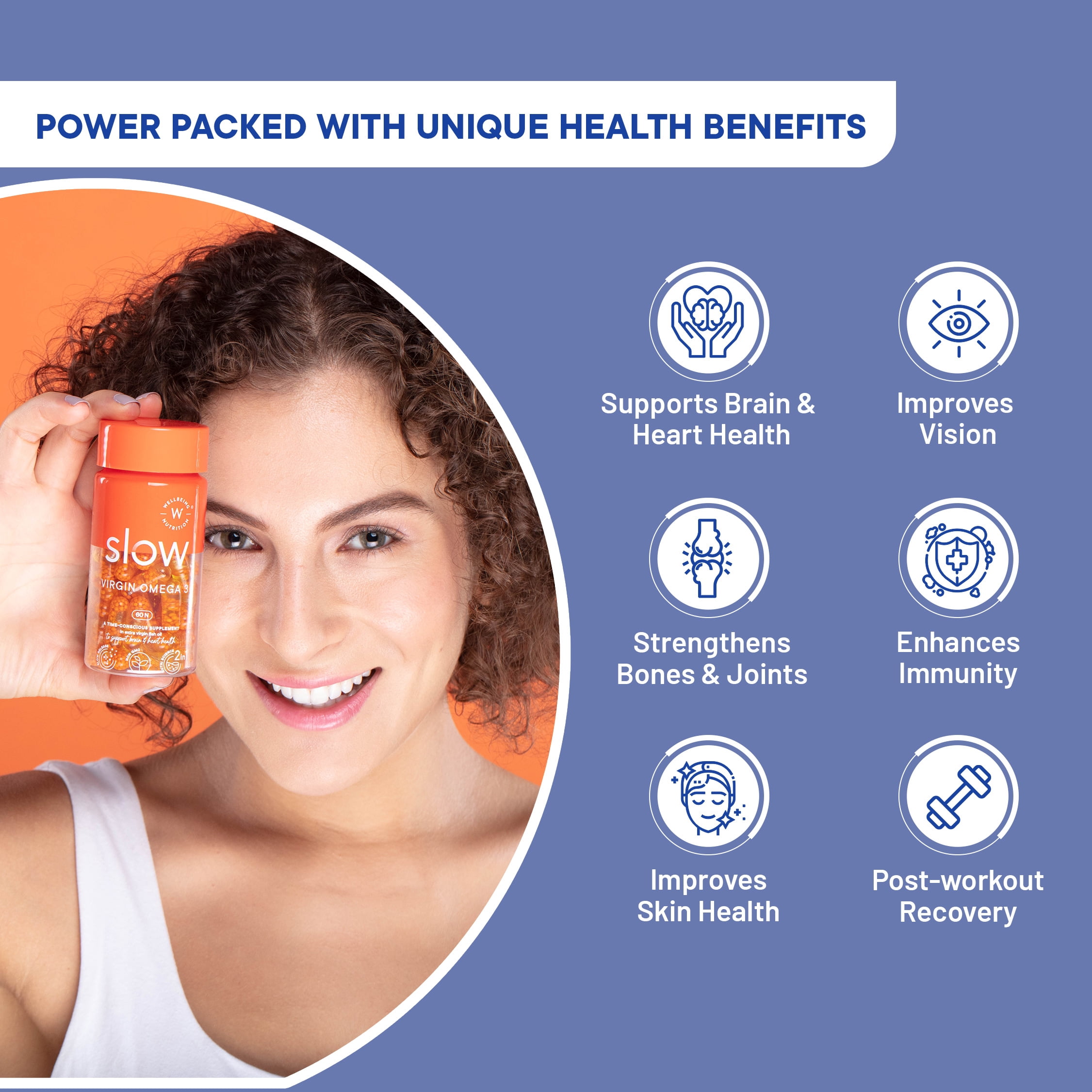 Wellbeing Nutrition Slow 3x Strength Omega 3 Fish Oil Capsules | 1500mg with EPA 612mg, DHA 408mg  Curcumin for Men  Women | No Fishy Burp | For Brain, Heart,  Joint Health, 60 Softgels