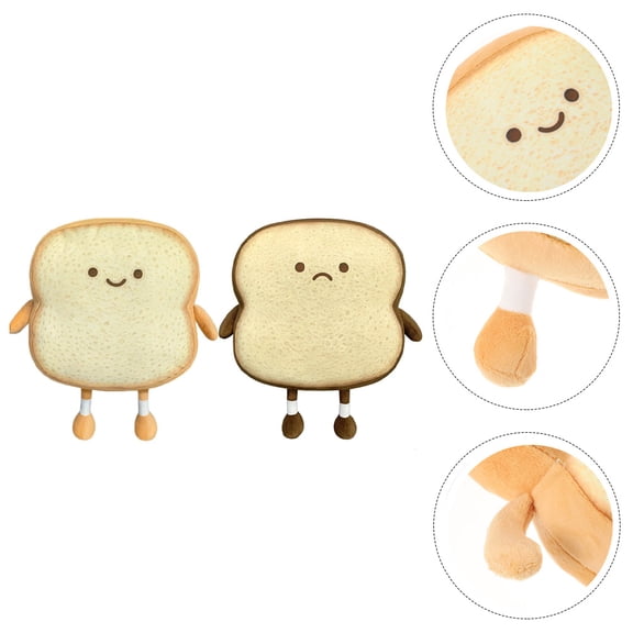 WEUVEB 2Pcs Bread Plush Throw Pillows Assorted Color Soft Plush Cushions for Home Decor