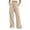 Khaki, variant on Women's Drawstring Elastic Wide Leg Pants Split Hem Straight Trousers with Side Pockets for Daily Casual Wear