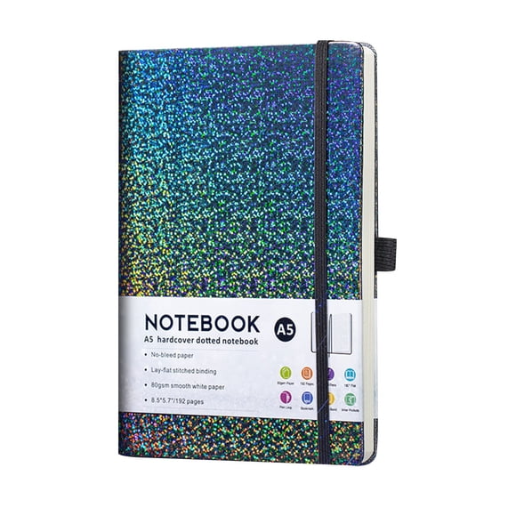 Sparkly Glitter Journal for Girls, A5 Hardcover Notebook with 160 Lined Pages, Elastic Closure Band, Perfect for School Note Taking And Creative Writing, Durable Design, Shiny Notebook