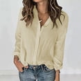 thumbnail image 2 of Admvng Chemises en Lin pour Femmes Col en V Froncé Été Décontracté Manches 3/4 P-2TG, 2 of 6