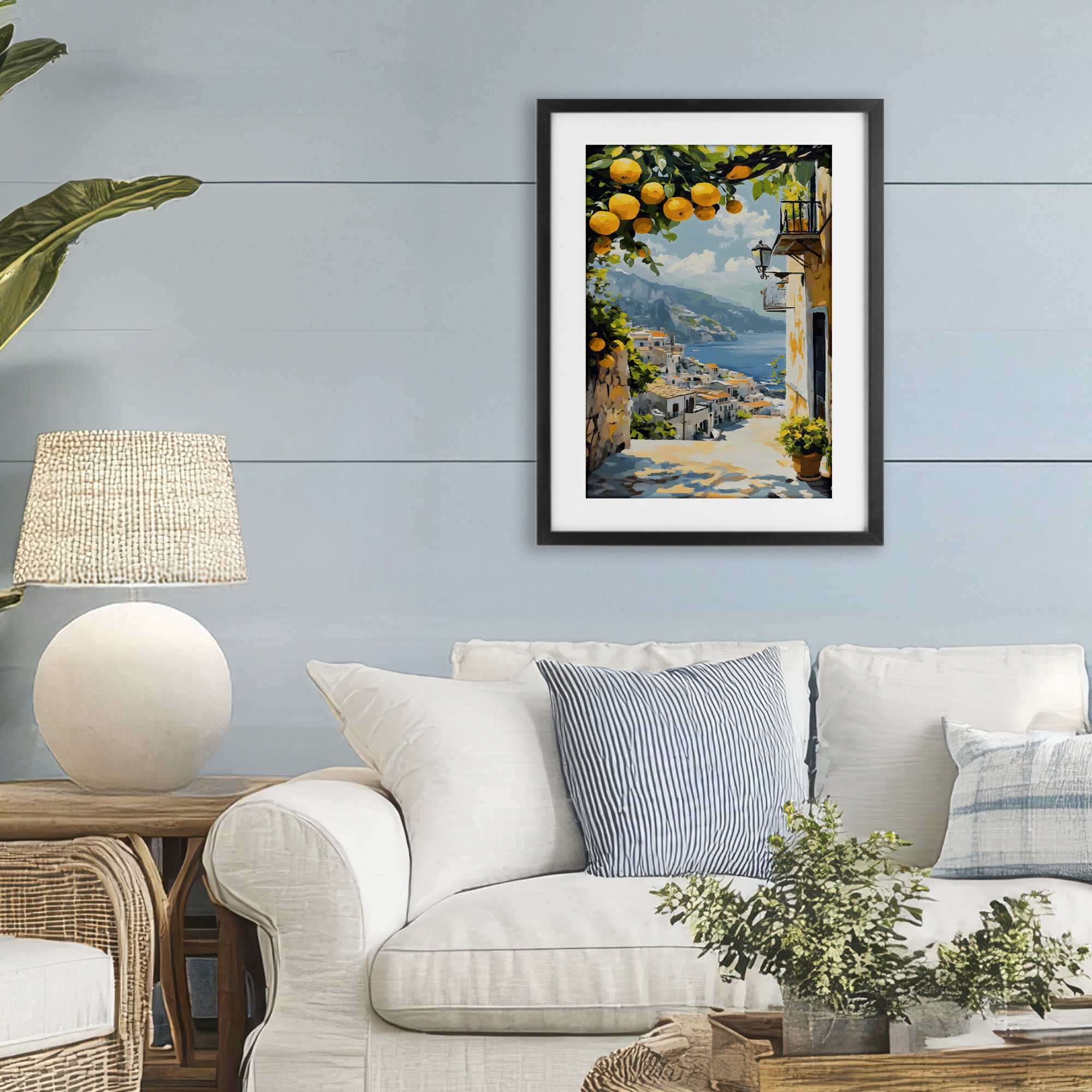 Stupell Industries Lemon Tree Overlooking Coast Black Framed Print Under Glass, design by Creative Studio