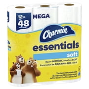 ورق تواليت ناعم من Charmin Essentials، 12 لفة ميجا، 330 ورقة لكل لفة