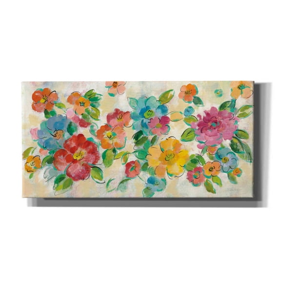 Epic Graffiti 'Playful Floral Trio I' by Silvia Vassileva, Canvas Wall Art, 40"x20"