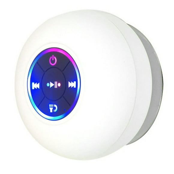 Altavoz Ducha Compatible Con Dientes Succión Y LED () Blanco Azul