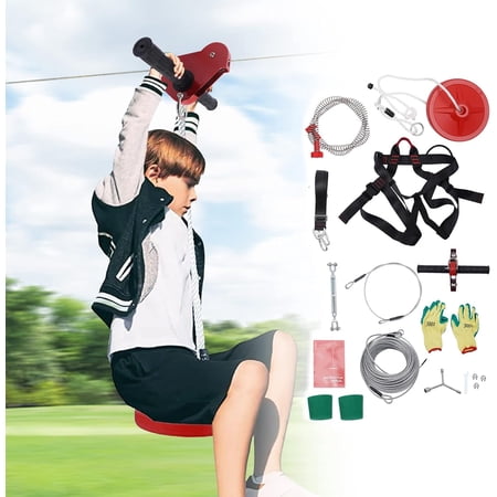 Zipline Kit for Backyard for Kids and Adults - 120FT 160FT Zipline Kit with Adjustable Harness Belt, Zip Lines for Kids and Adults Outdoor Toys