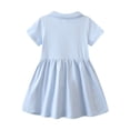 thumbnail image 6 of ZHUASHUM Girl Dress Cute Toddler Solid Color Floral Print Dress Spring And Summer Casual Short Sleeve Princess Denim Dress Outfit Sky Blue,6-7 Years, 6 of 7