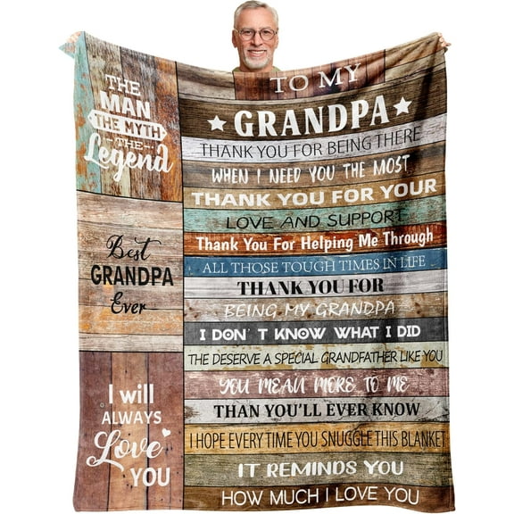 Grandpa Gifts Blanket 60"x50", Birthday Gifts for Grandpa from Granddaughter Grandson, Grandpa Birthday Gifts, Gifts for Grandfather, Grandpa Gifts from Grandkids